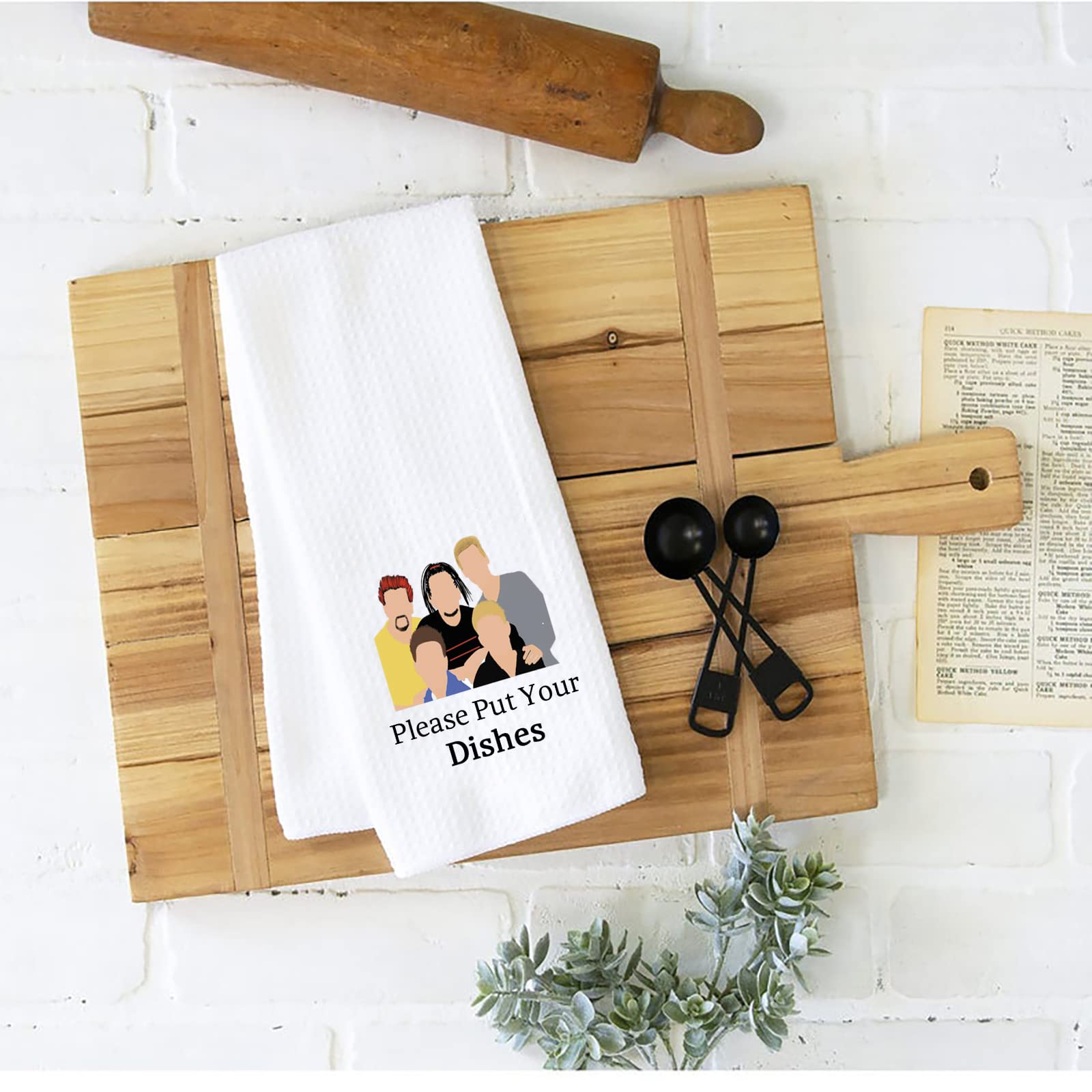 WCGXKO Music Band Inspired Kitchen Towel - Funny 'Please Put Your Dishes' Dish Towel Gift for Fans - Perfect for Kitchen Decor, Housewarming Gifts & Music Lover Presents - Great for Concerts, Parties & Daily Kitchen Use