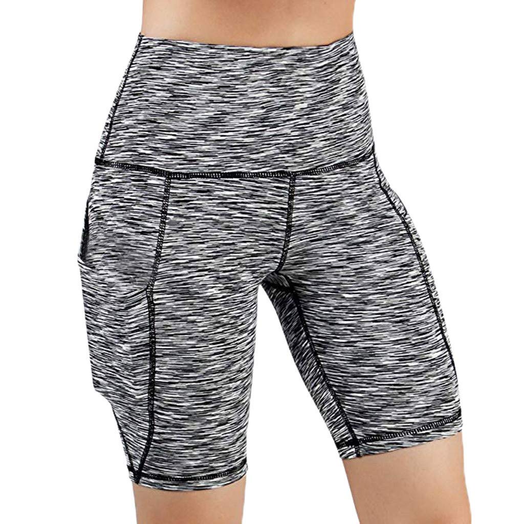 Women's High Waist Yoga Shorts with Pockets & Liner - Breathable Running Athletic Shorts for Yoga, Gym & Outdoor Workouts