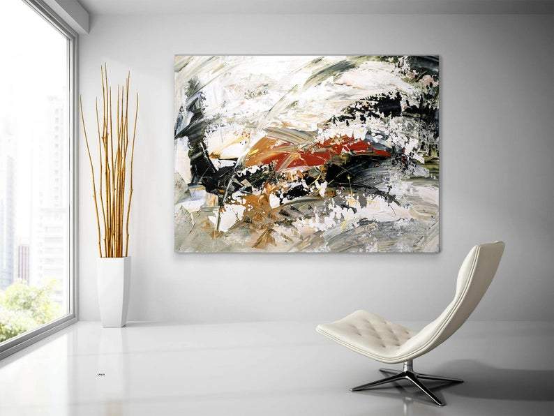 Extra Large Abstract Acrylic Wall Art - Modern Canvas Painting for Living Room Decor | Large Scale Contemporary Home Artwork for Office, Bedroom & Dining Room