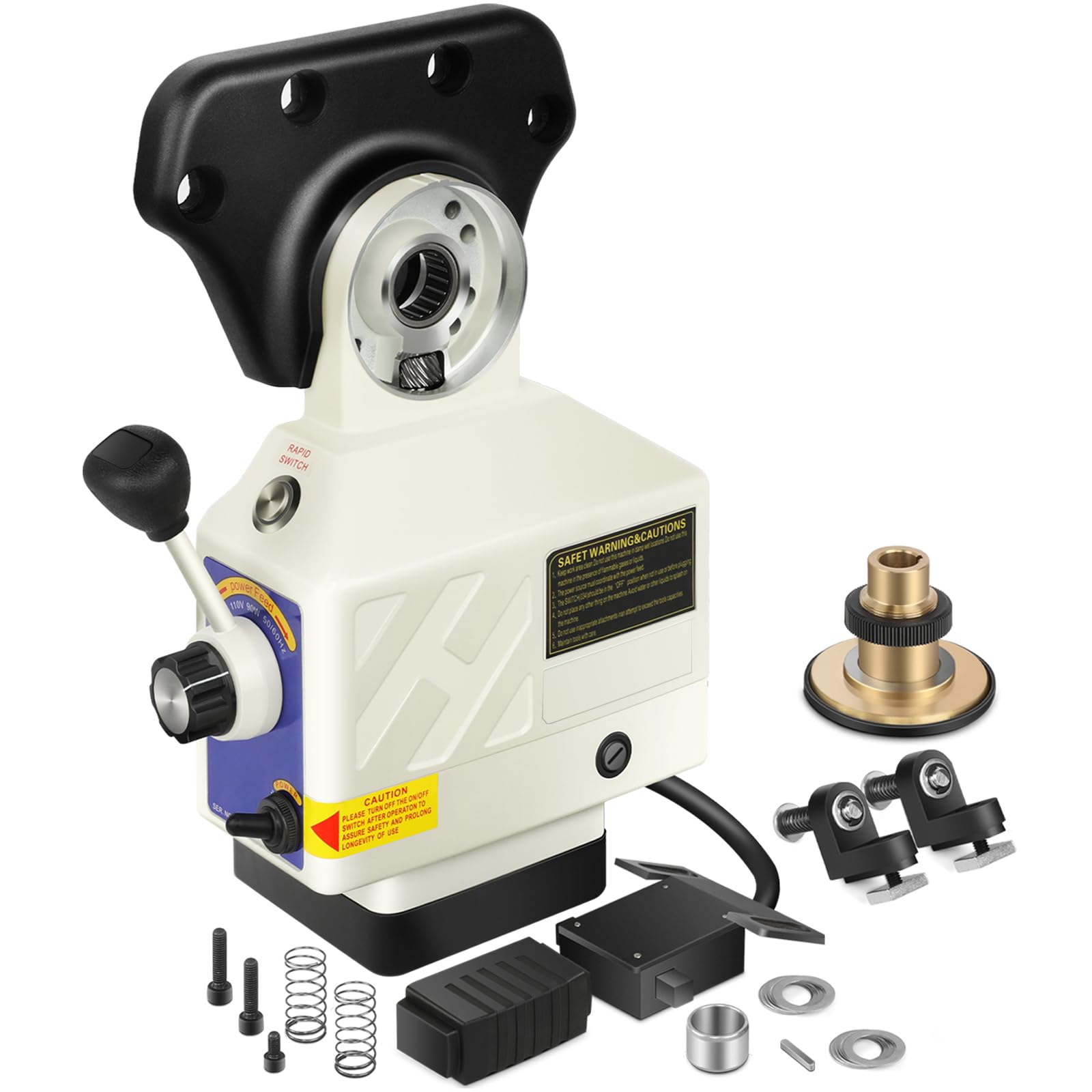 High Torque Power Feed for Milling Machine - 450 in-lbs, 0-200 RPM, 110V - Compatible with Bridgeport & Knee Mills (5/8