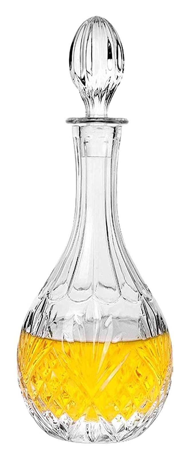 Premium Glass Decanter with Airtight Geometric Stopper - Elegant Whiskey & Wine Decanter for Bourbon, Brandy, Liquor, Juice - Italian Handcrafted Crystal Carafe for Home Bar, Dinner Parties & Gifts