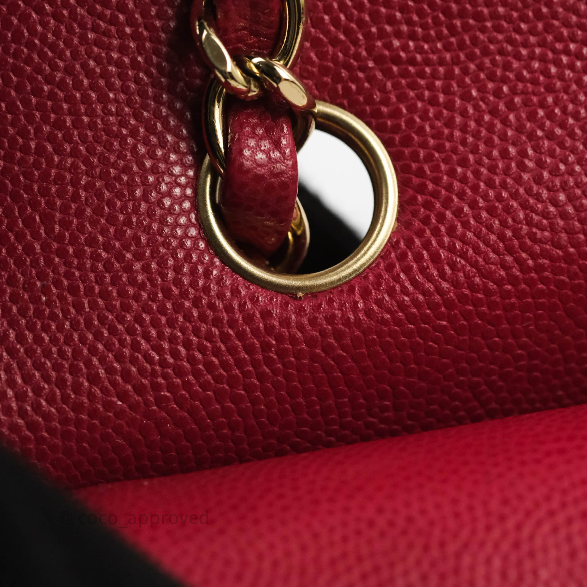 Chanel Classic M/L Medium Chevron Double Flap Bag in Cherry Red Caviar Leather with Gold Hardware - Perfect for Evening Events, Luxury Gifts & Fashionable Outfits