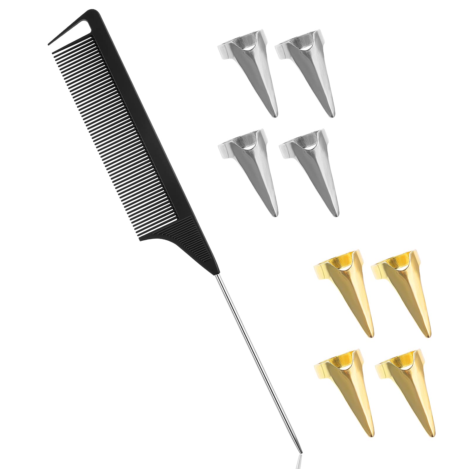 9-Piece Metal Braiding Finger Tool Set - Hair Parting Rings & Nails for Professional Styling | Perfect for Salon, Home Use & DIY Hair Braiding (Women's Hair Accessories)