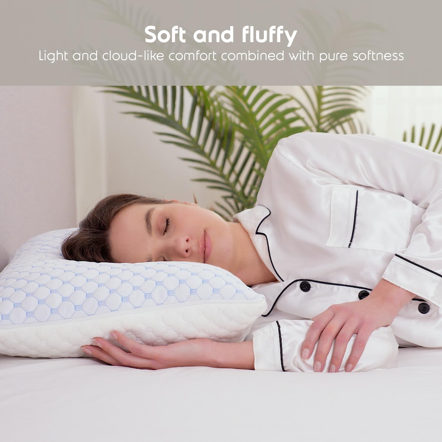 Nestl Cooling Pillows Standard Size Set of 2 - Gel Infused Shredded Memory Foam Pillow for Side, Back & Stomach Sleepers - Adjustable, Breathable & Washable Cool Bed Cover (20”x26”) - Perfect for Hot Sleepers & Night Sweat Relief