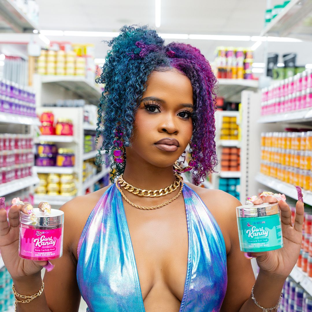 Curl Kandy Peacock Tail Teal Temporary Hair Color Wax - 6oz | Vibrant Semi-Permanent Hair Styling for Parties, Cosplay & Creative Looks