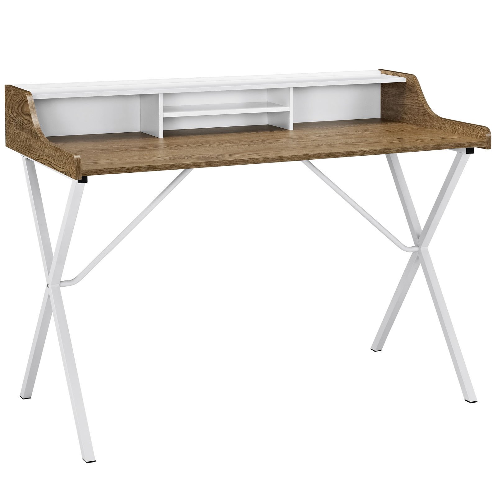 Modway Walnut Bin Desk - Stylish Home Office Desk with Storage Bins for Small Spaces, Dorm Rooms & Workspaces