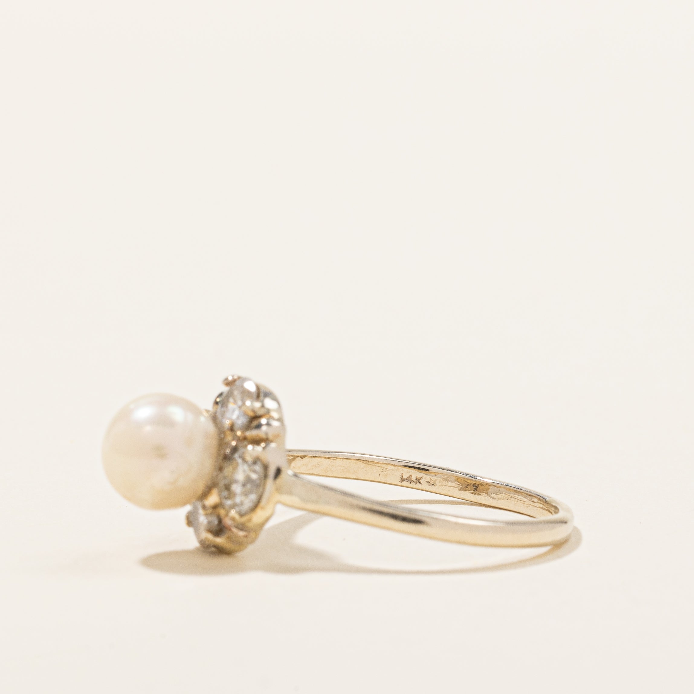 Elegant 0.60ctw Pearl & Diamond Accented Ring - 6.6mm Size 6.25 - Perfect for Weddings, Anniversaries & Special Occasions
