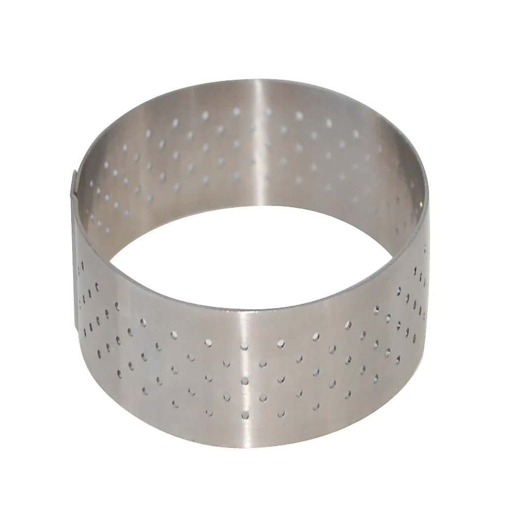 De Buyer Perforated Tart Ring Round - 9.5 Inch Stainless Steel Baking Mold for Professional Pastry, Pies & Quiches | Perfect for Home Bakers & Commercial Kitchens