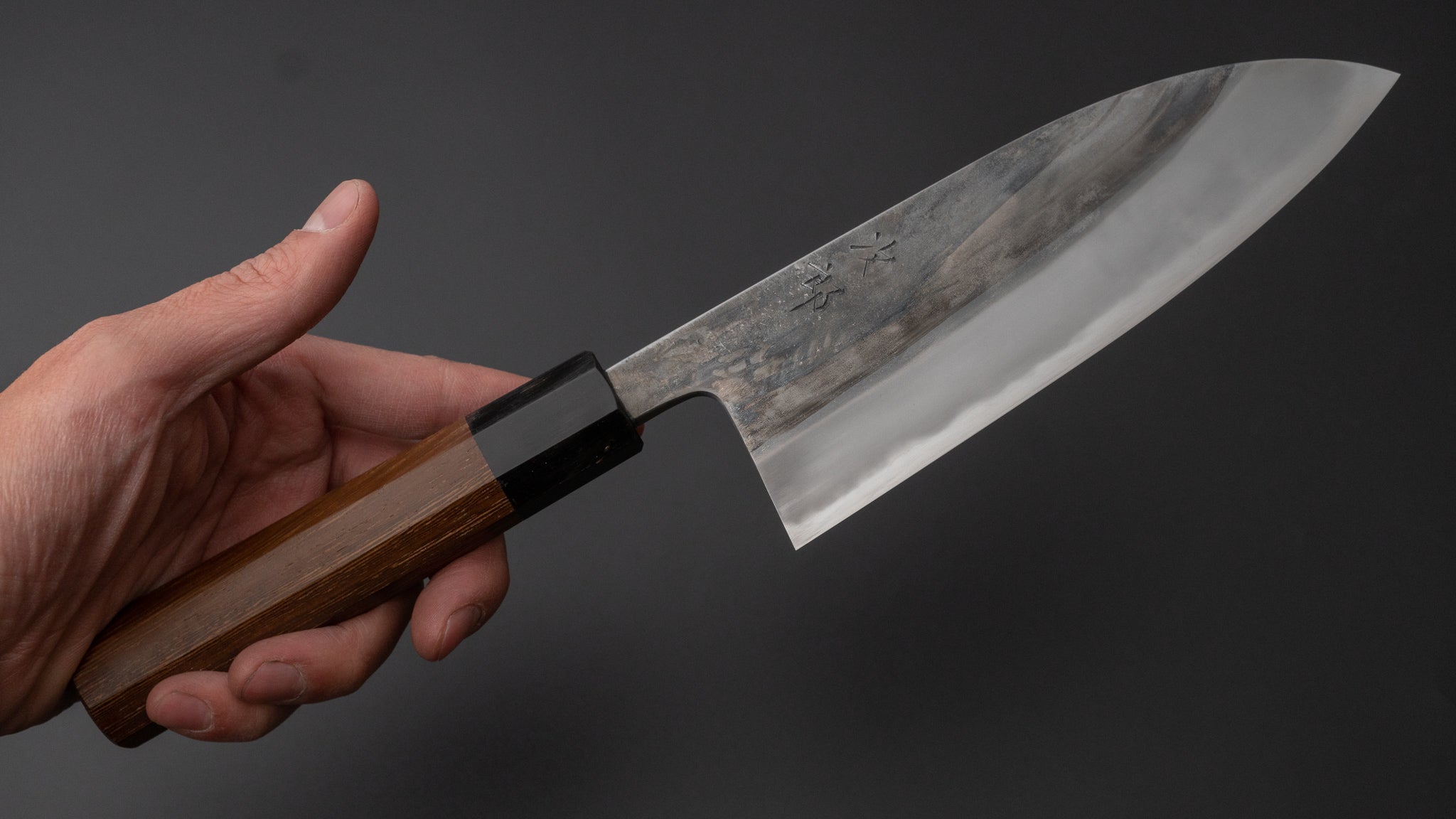 Premium Jiro Tsuchime Wa Santoku Knife 165mm - Japanese High Carbon Steel Blade with Taihei Tagayasan Wood Handle (#450) - Perfect for Sushi, Vegetables & Meat Cutting in Professional Kitchens & Home Cooking