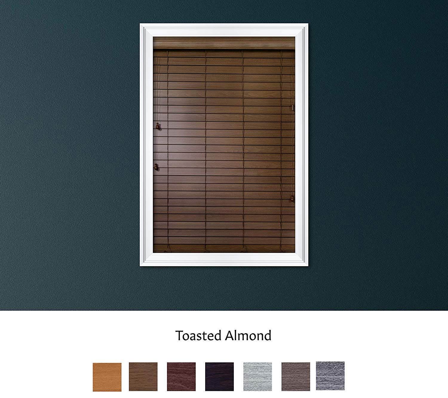 Premium Custom Faux Wood Horizontal Blinds - 26x68 Inch, Toasted Almond - Easy Inside & Outside Mount for Windows - Perfect for Living Room, Bedroom & Office Privacy