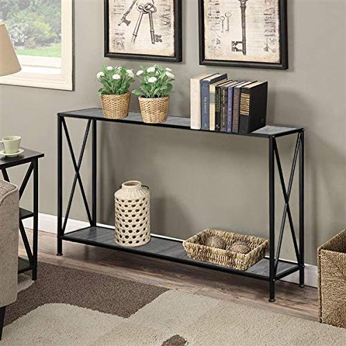 Modern 2-Tier X-Design Console Table with Storage Shelf - Sofa Side Table, Bookshelf & Entryway Accent Table for Living Room, Hallway - Artisasset Grey MDF | Perfect for Small Spaces, Home Decor & Organizing Entryways