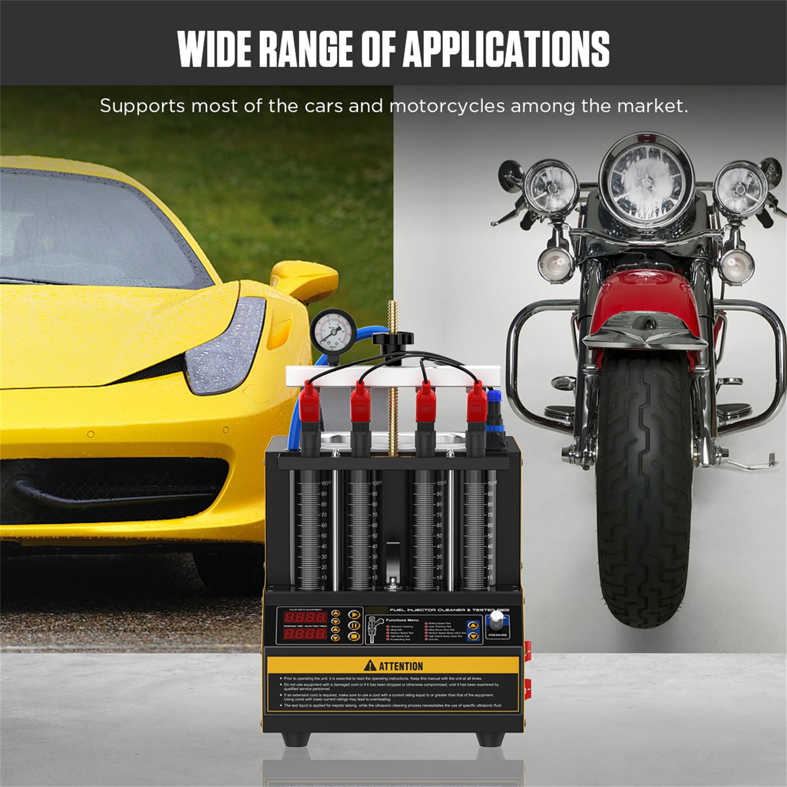 Fuel Injector Cleaner Tester CT160 - Heated Injection System Cleaner for 4-Cylinder Petrol Engines | Nozzle Cleaner with Atomization Observation, Injection Volume & Tightness Testing (110V/220V) | Perfect for Automotive Repair Shops & DIY Maintenance