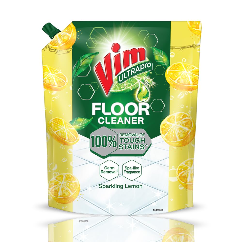 Vim Floor Cleaner 1.8L - Sparkling Lemon Scent | 100% Stain Remover for Deep Cleaning Floors | Long Lasting Freshness | Ideal for Kitchen, Bathroom & Hardwood Floors