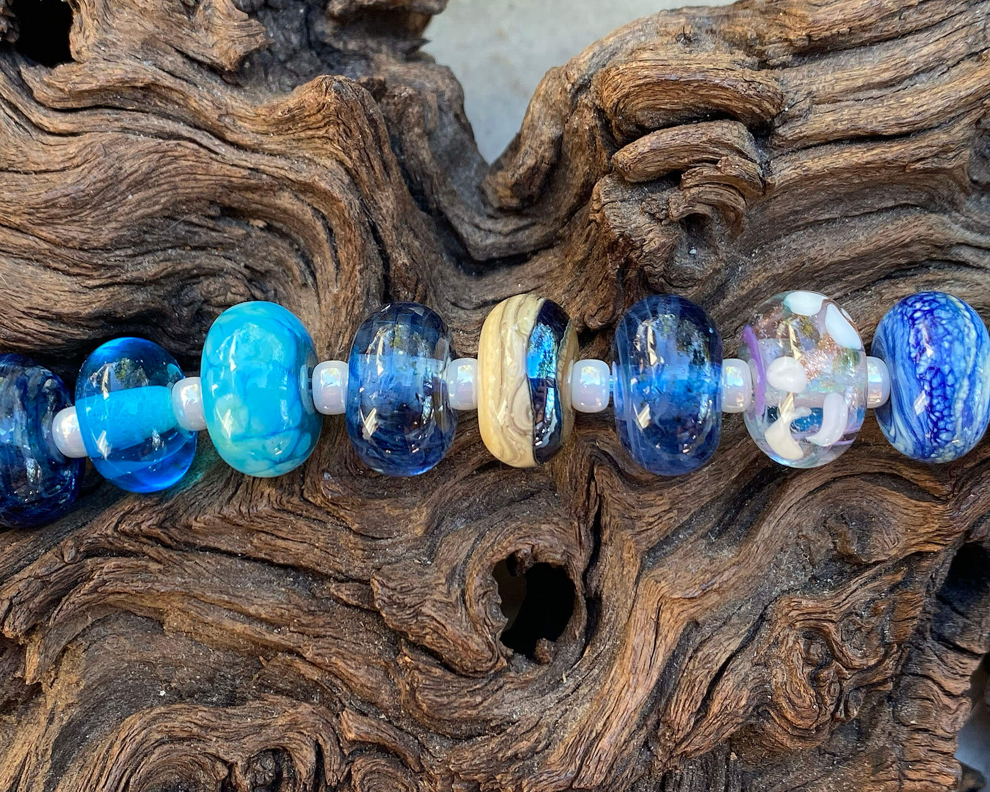 22 Blue Orphan Lampwork Bead Set SRA - Handmade Glass Beads for Jewelry Making, DIY Crafts & Scrapbooking - Perfect for Necklaces, Bracelets & Home Decor