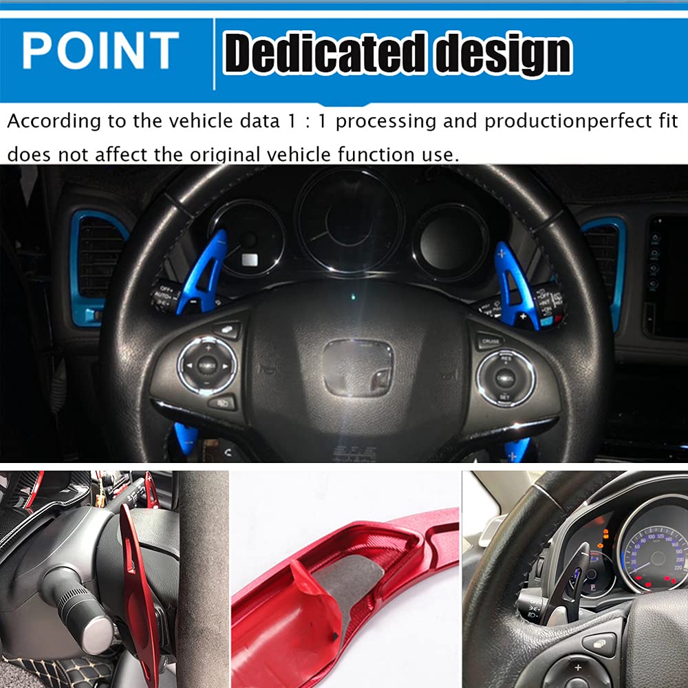 Premium Aluminum Steering Wheel Paddle Shifter Extensions - Red (2PCS) Compatible with Honda FIT 2015-2020 & HR-V 2016-2021 | Interior Car Accessories for Enhanced Driving Experience & Sporty Look