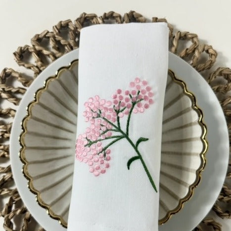 Elegant Pink Floral Napkins Set of 6 - Premium Cotton Table Linens for Dinner Parties, Weddings & Home Decor