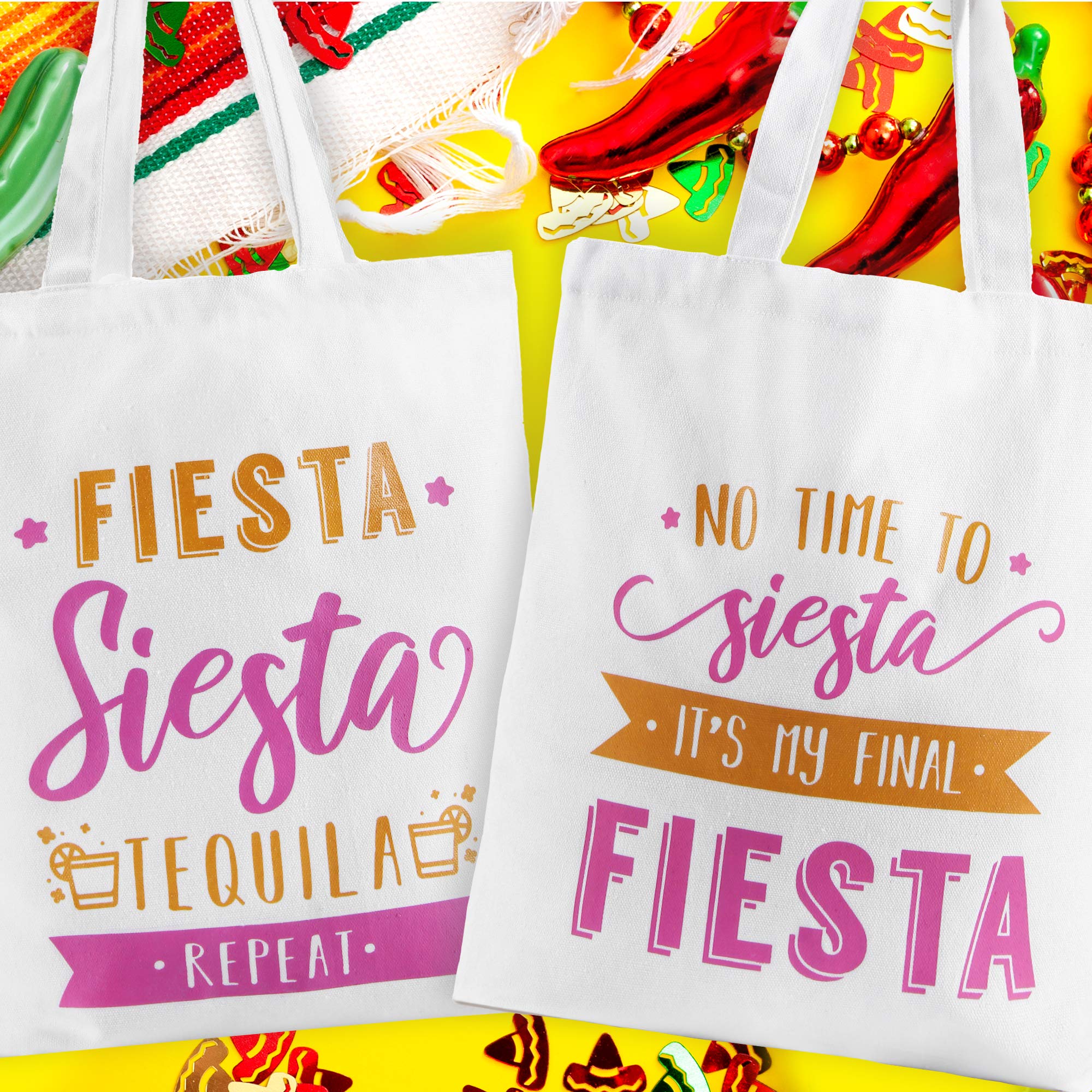 Pop Fizz Designs Final Fiesta Bridesmaid Tote Bags - Premium Canvas Wedding Party Gift for Bachelorette, Bridal Shower & Rehearsal Dinner - Perfect for Bride Squad & Maid of Honor