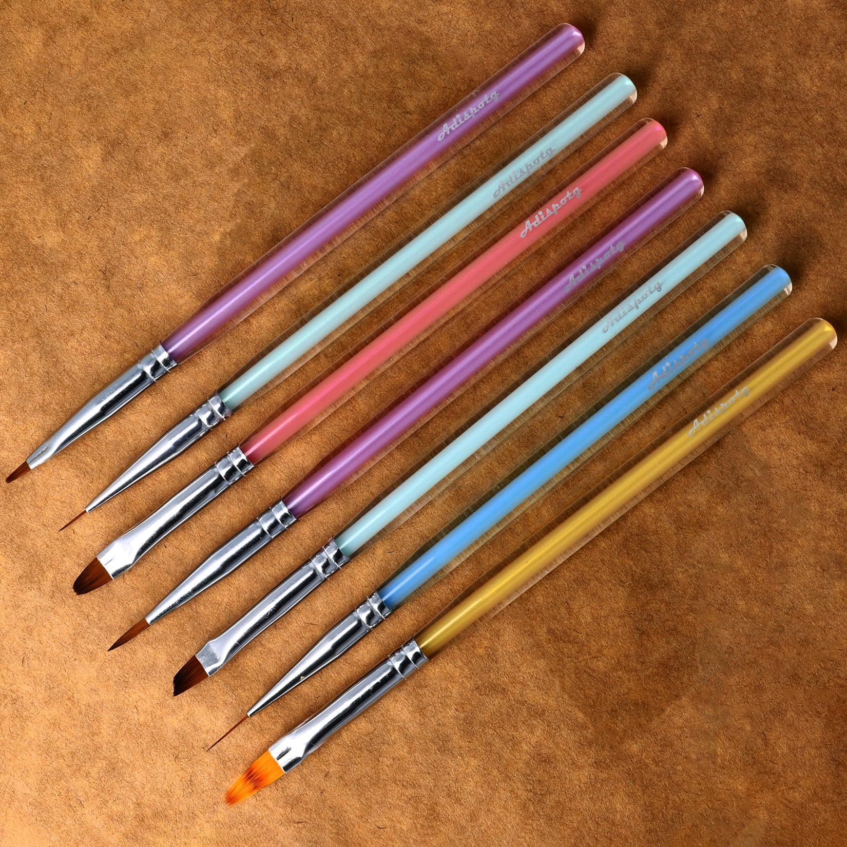 7Pcs Professional Nail Art Brush Set for Gel Polish & Acrylic Nails - Dotting Tools, Liner & Clean Up Brushes for 3D Nail Designs, DIY Manicure - Perfect for Home Salon & Professional Nail Artists