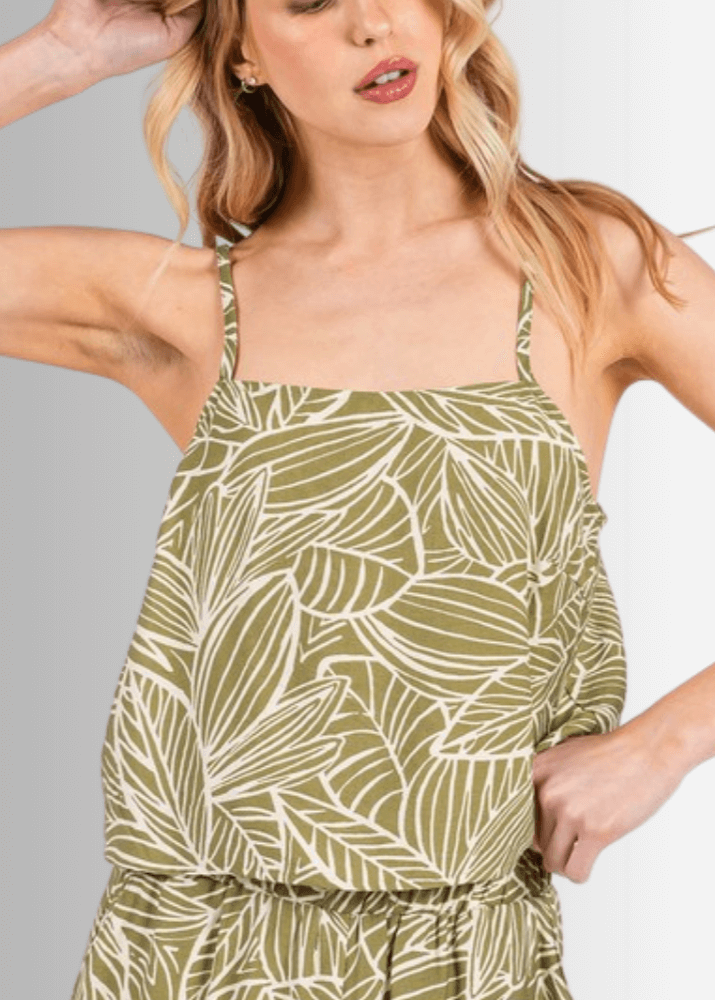 Breezy Tropical Cami Tank Top for Women - Lightweight Summer Beachwear, Vacation Outfit, Casual Boho Style