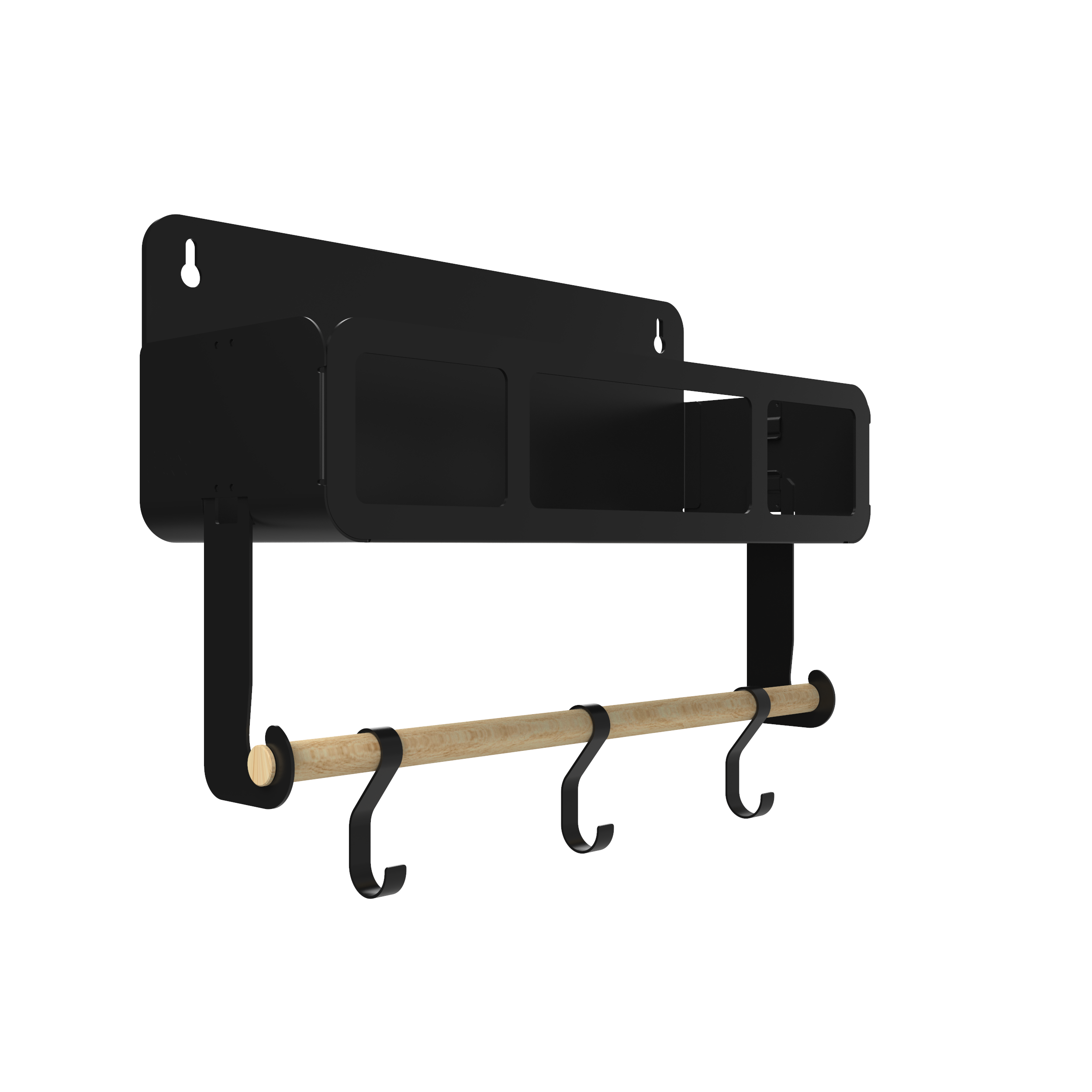 Black Hanging & Magnetic Rack System Shelf with Brackets - Space-Saving Storage for Kitchen, Bathroom, Garage & Office Organization