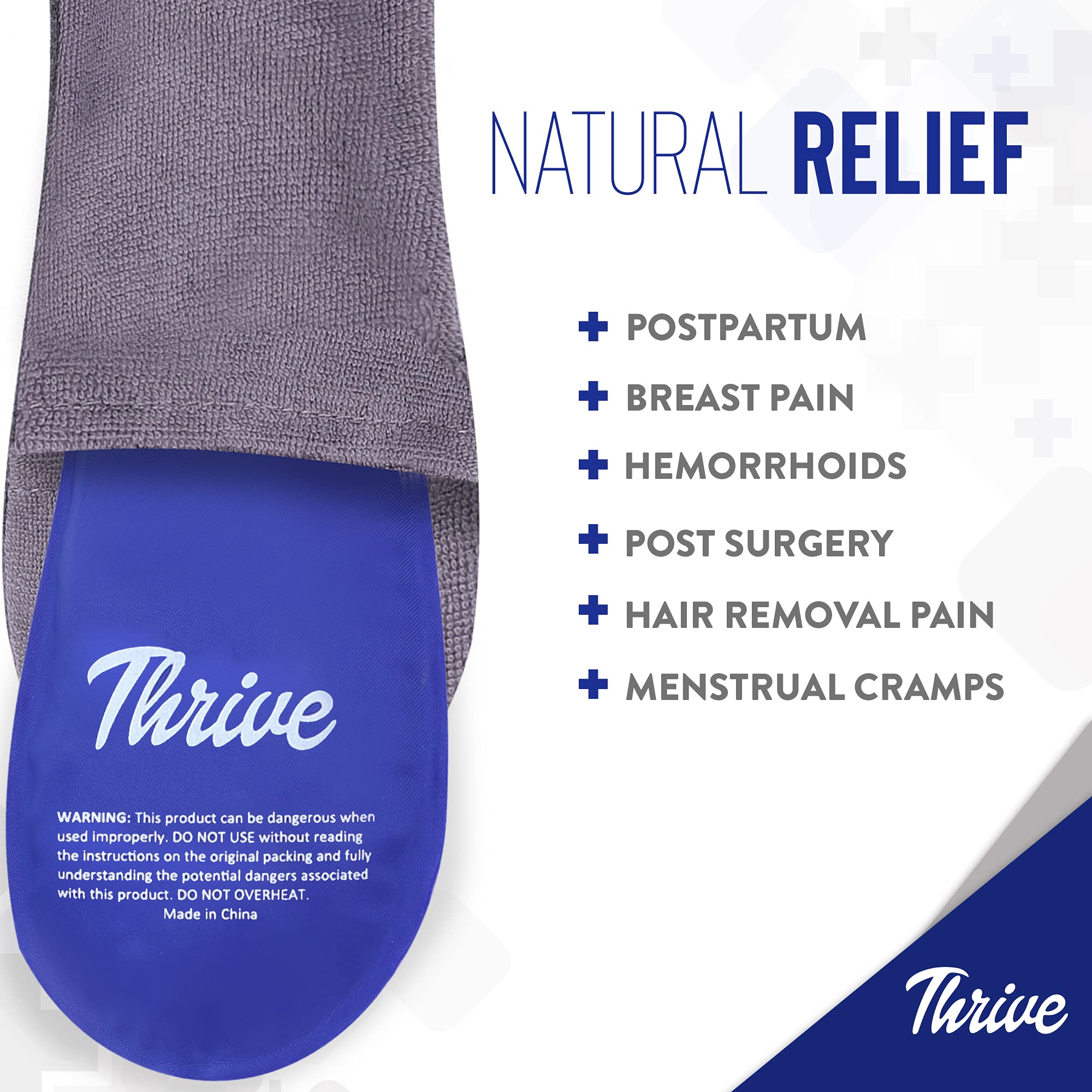 Thrive Perineal Ice Packs for Postpartum Recovery (2-Pack) - FSA/HSA Approved Reusable Cooling Pads for Hemorrhoid Relief, Perineal Pain & Postpartum Care - Blue | Perfect for Post-Surgery, C-Section Recovery & Postpartum Comfort