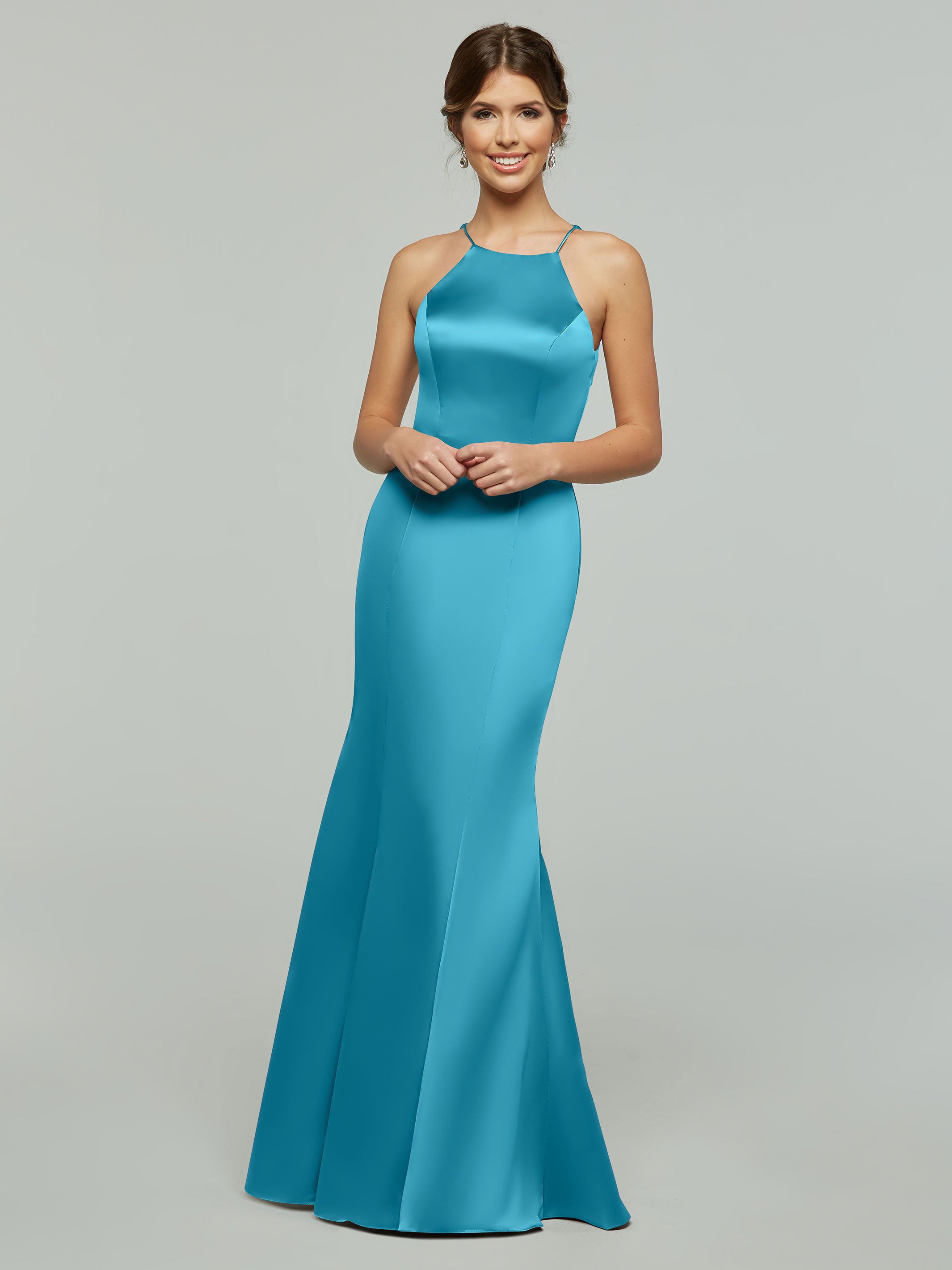 Elegant Mermaid Satin Bridesmaid Dress with Halter Neckline - Perfect for Weddings, Prom & Formal Events - Style #80071