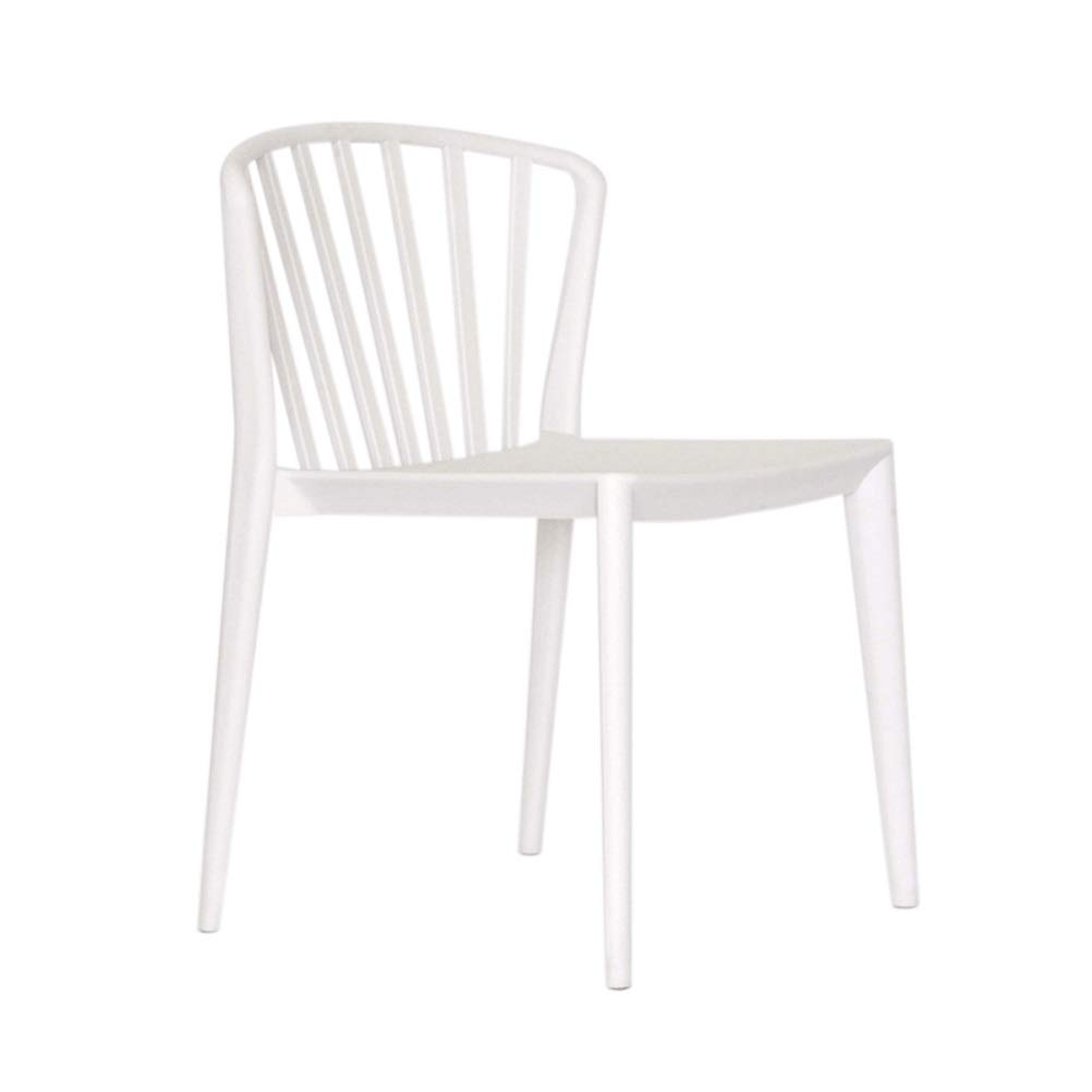 LRZS Modern Plastic Dining Chair - Lightweight Hollow Design, Simple Backrest, White Leisure Chair for Indoor/Outdoor Use - Perfect for Patio, Garden, Kitchen & Dining Room Conversations