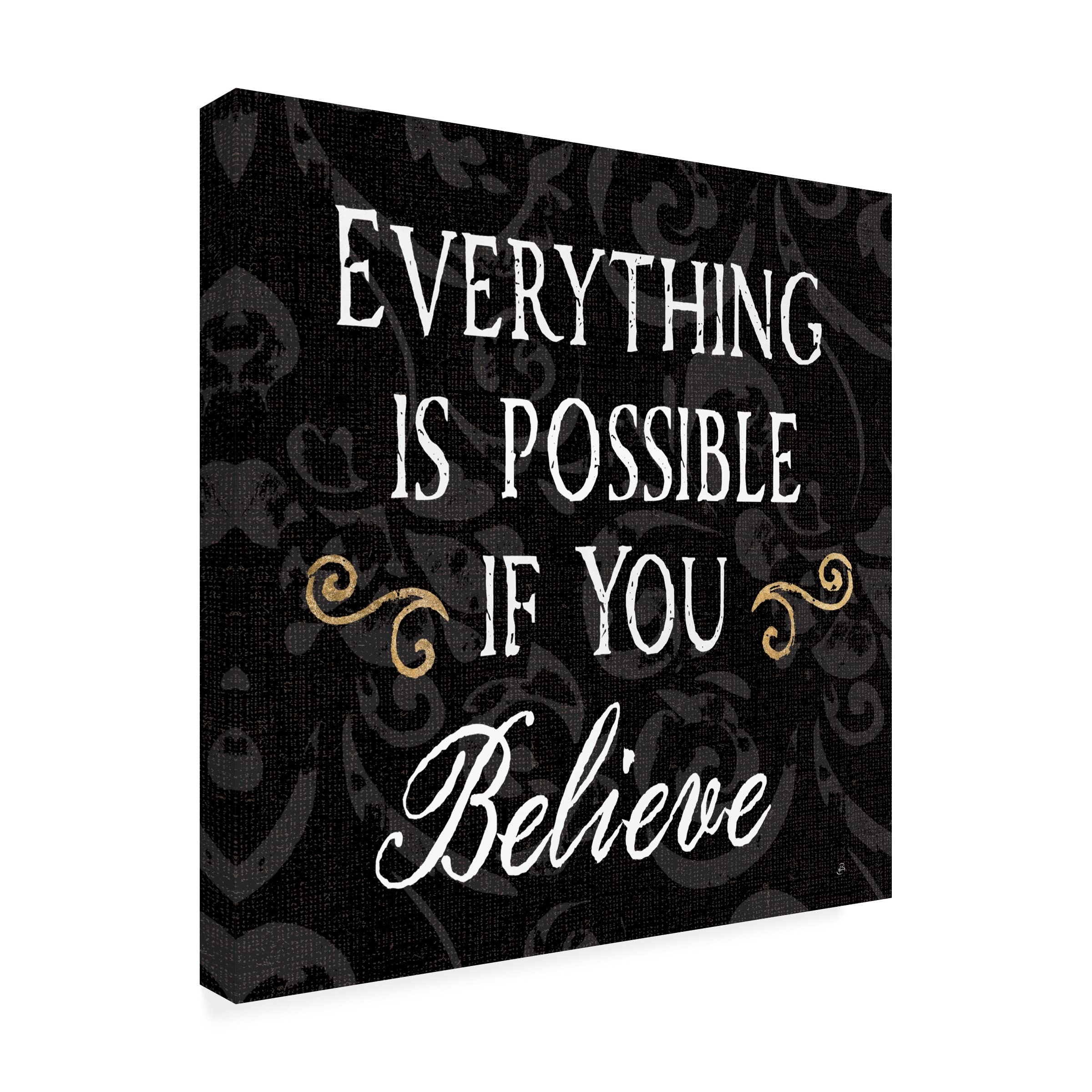 Trademark Fine Art 'Inspirational Collage IV on Black' Canvas Wall Art by Daphne Brissonnet - Modern Home Decor for Living Room, Bedroom & Office