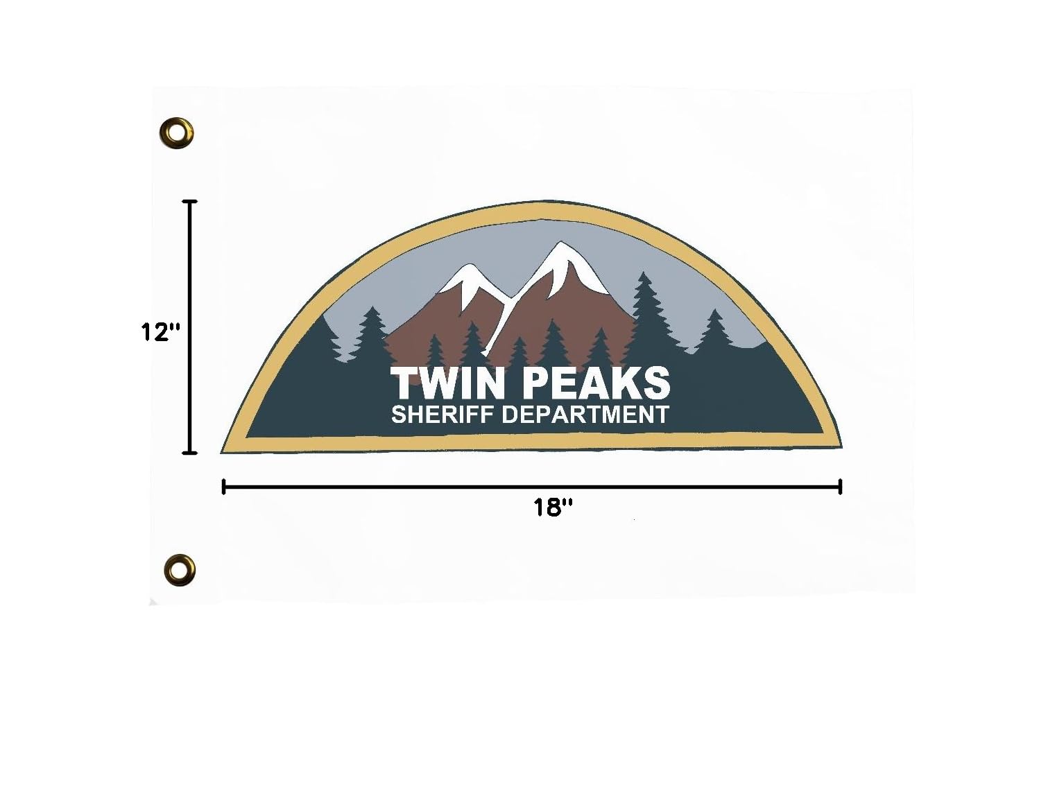 Trendy Twin Peaks Mountains Art Flag - 12x18 Single Ply Polyester Banner for Home Decor, Outdoor Camping & Festival Display