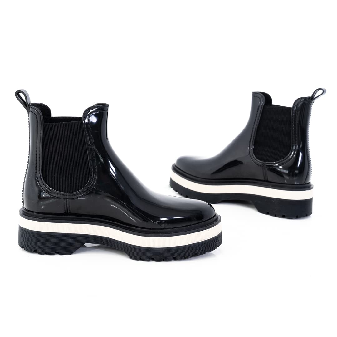 Lemon Jelly Platform Ankle Boots - Waterproof Rain Boots for Women & Girls - Slip On Comfortable Lemon Scented Shoes - Trendy Casual Fashion Footwear | Perfect for Rainy Days, Outdoor Activities & Daily Wear