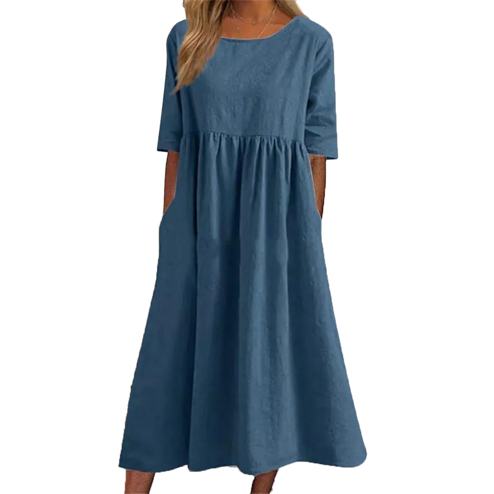 Boho Floral Maxi Dress for Women - Casual Loose Summer Short Sleeve Beach Dress with Pockets | Perfect for Vacations, Music Festivals & Beach Getaways