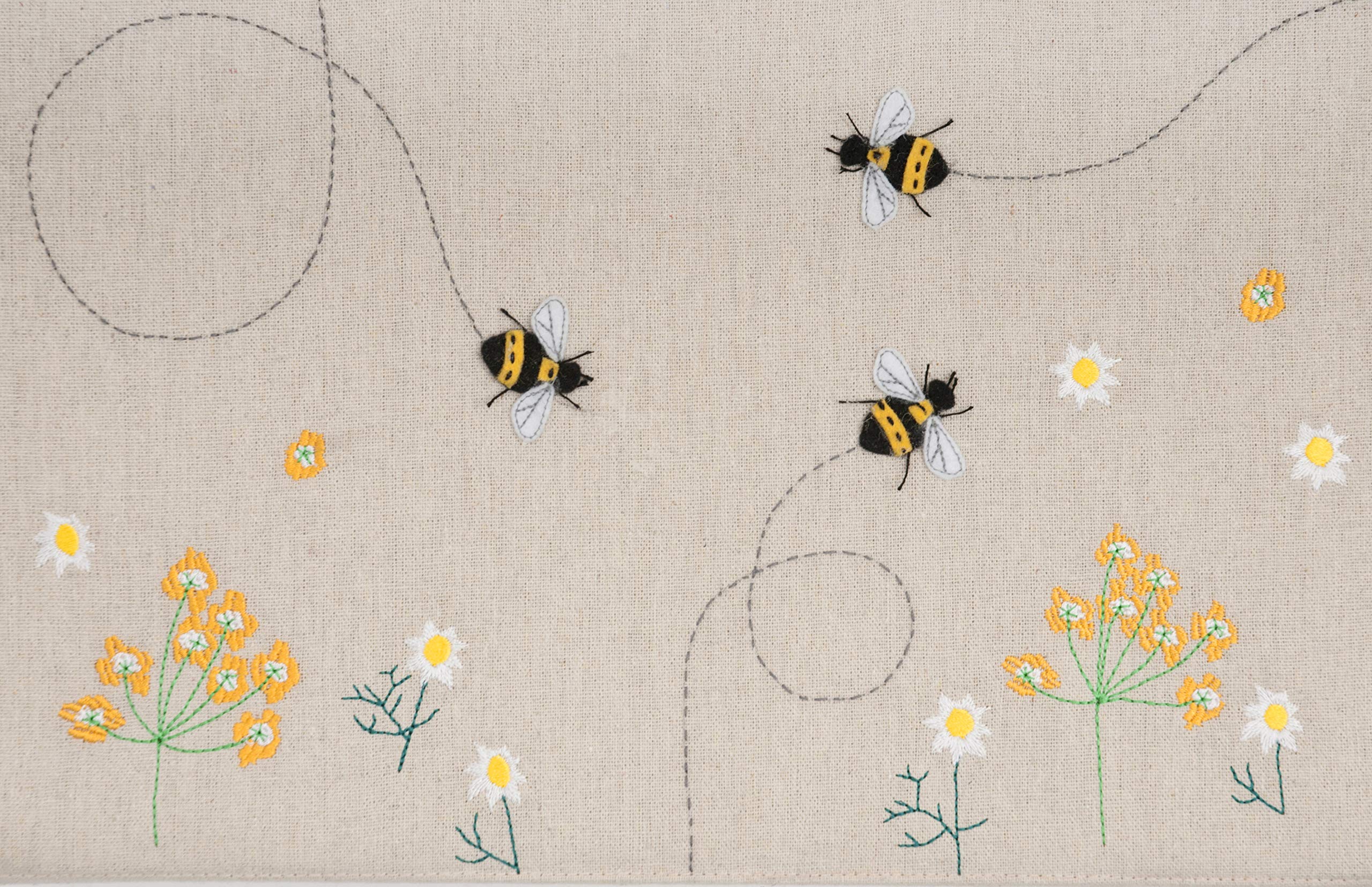 Groves Hobby Gift Sewing Box - Wicker Basket with Applique & Linen Bee Design | Perfect for Craft Storage, Needlework Supplies & DIY Projects (HGLHB)
