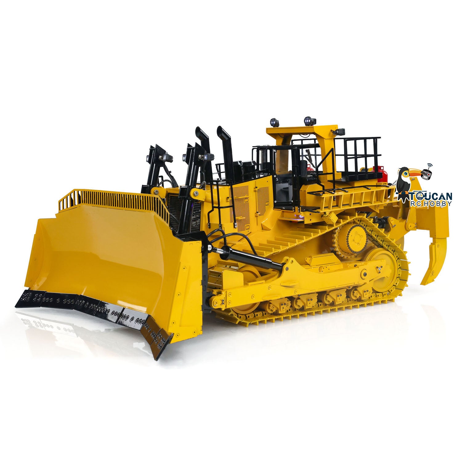 1/14 Scale D11T RC Hydraulic Bulldozer with 3 Plow - Heavy Duty Remote Control Dozer with Sound, Light & Smoke - Pre-Assembled & Painted - Perfect for Construction Enthusiasts & Collectors