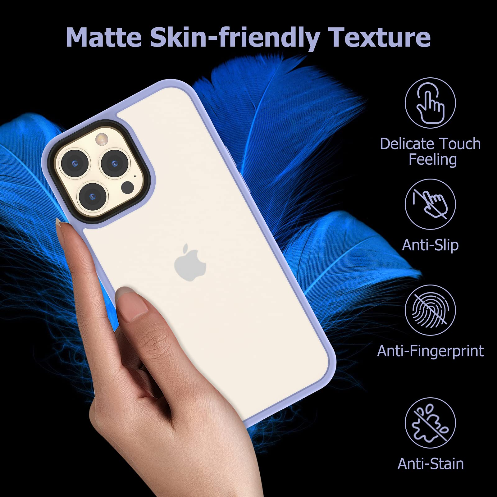MATEPROX Matte Shockproof Phone Case for iPhone 13 Pro Max (6.7 inch 2021) - Non-Slip Protective Hard Back Cover with Bumper | Perfect for Work, Travel & Everyday Use - Purple