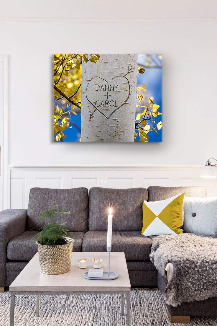 Personalized Family Tree Canvas Wall Art - Custom Names & Date - Romantic Milestone Gift for Couples - 20x16 Inch Home Decor for Living Room & Bedroom - Perfect Anniversary, Wedding, or Housewarming Present