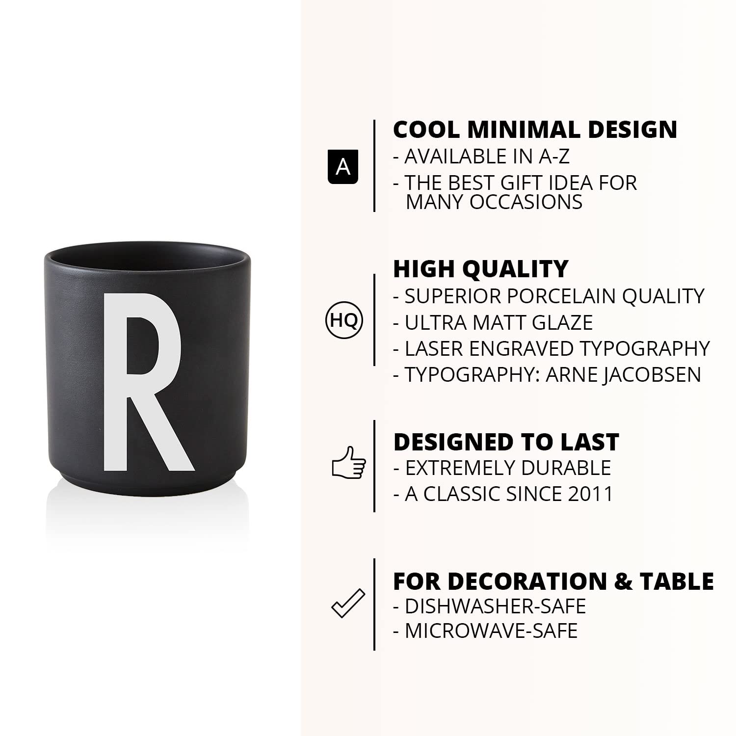 Personalized Monogram Coffee Mug with Initial A-Z | 11 oz Porcelain Black Tea Cup for Men & Women | Christmas, Thanksgiving Gift for Her, Friends & Family | Perfect for Home, Office & Holiday Gifting