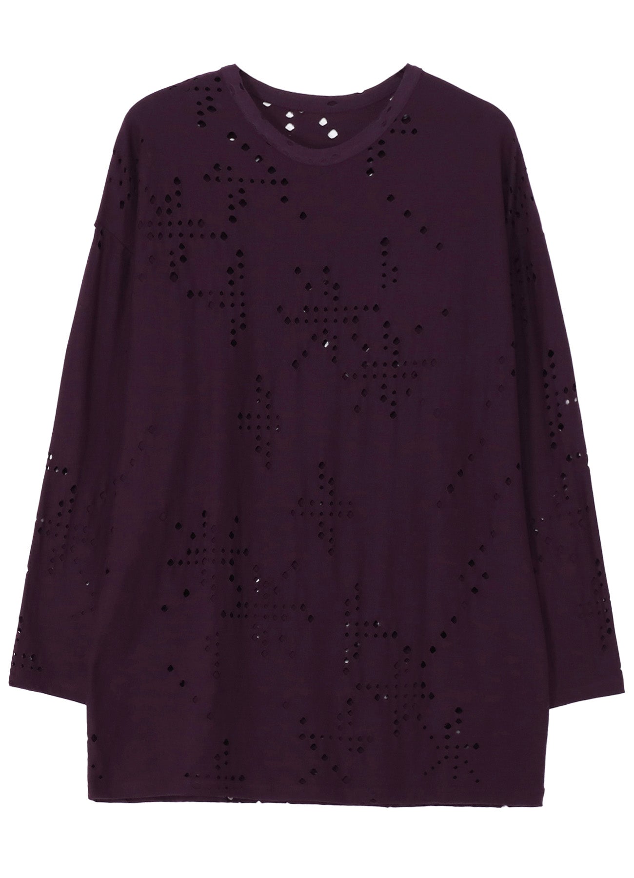 Soft Cotton Jersey Long Sleeve T-Shirt with Unique Hole Design - Oversized Fit for Women | Perfect for Casual Wear, Layering & Street Style Fashion