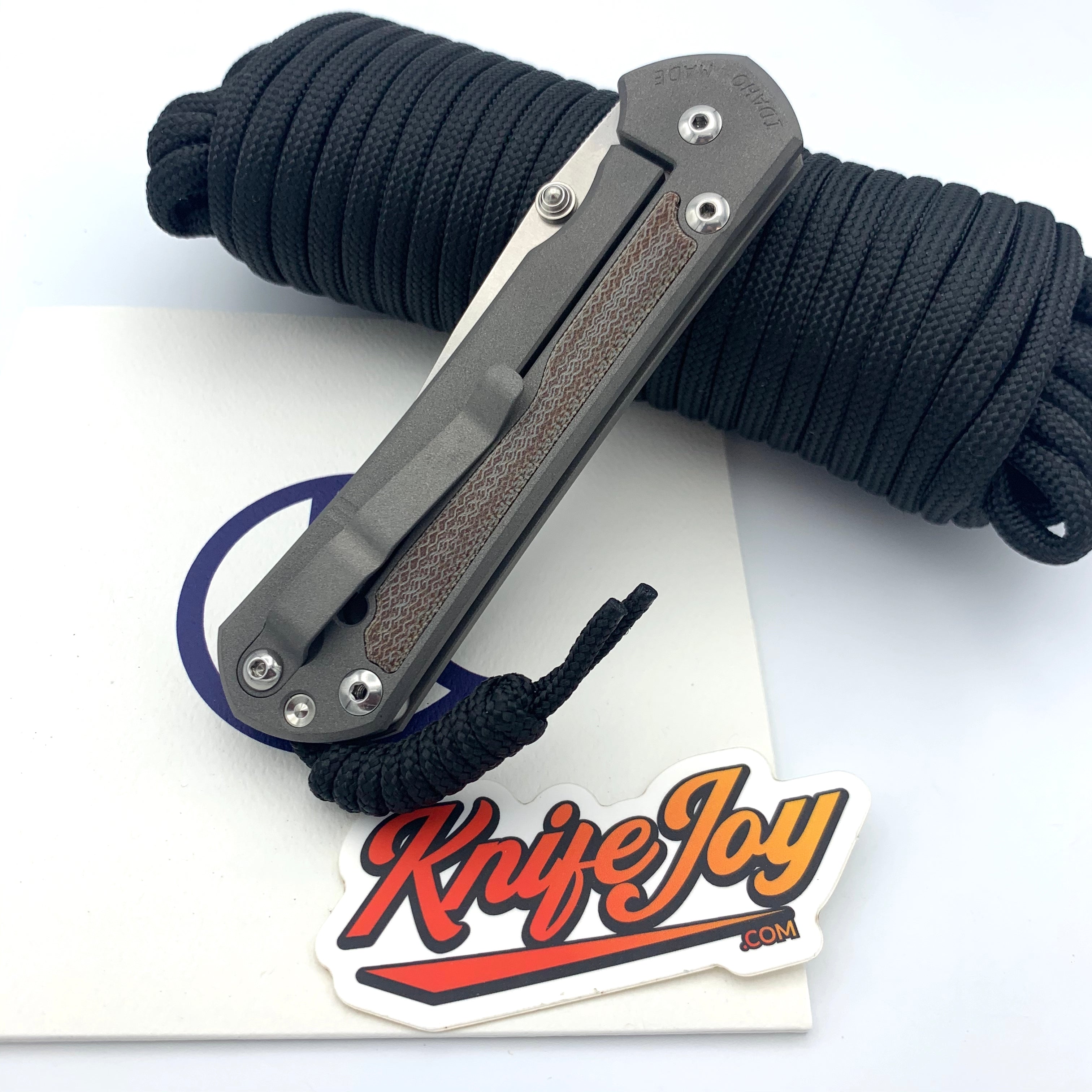 Chris Reeve Knives LEFT Hand Large Sebenza 31 Drop Point Folding Knife with Natural Canvas Micarta Inlay & Double Silver Lugs - EDC, Outdoor Survival, Camping, Hunting Gear
