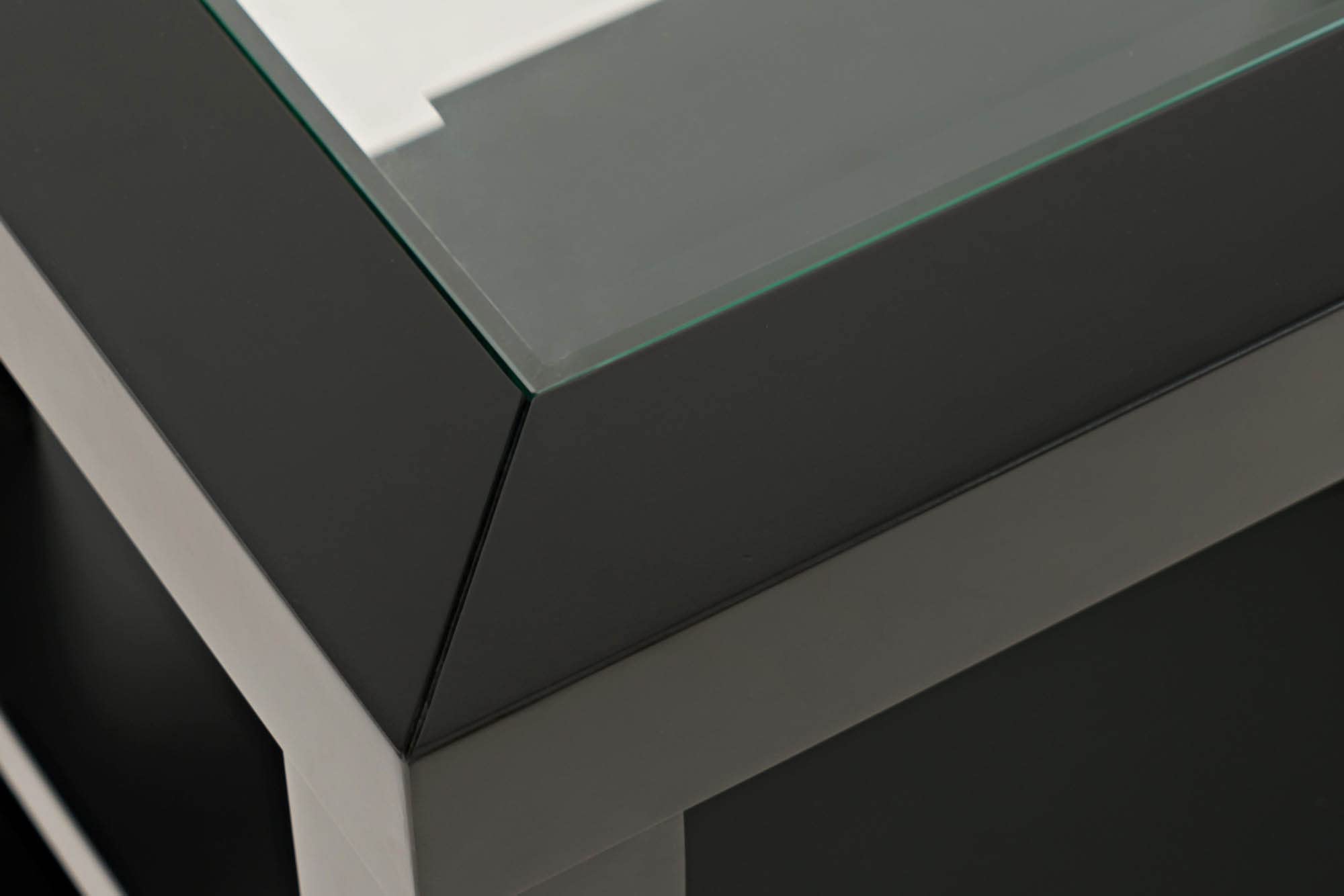 Jofran Inc. Urban Icon Glass Inlay Chair Side End Table with Storage Shelf - Modern Accent Table for Living Room, Bedroom & Office Use