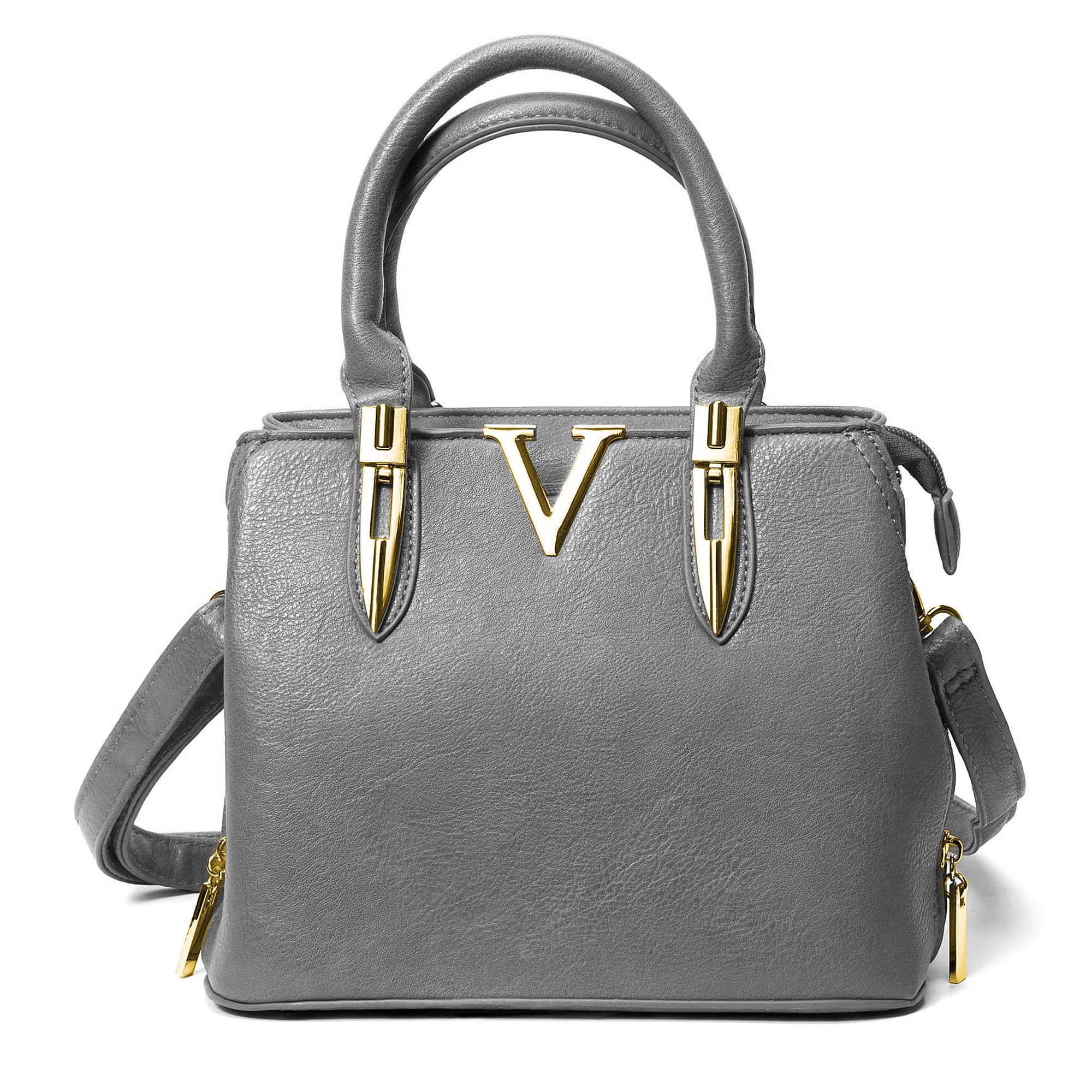 Women's Vegan Leather Handbags & Shoulder Bags - Classic Designer Top Handle Purse with Metallic Accents | Black Faux Leather Tote for Work, Travel & Everyday Use