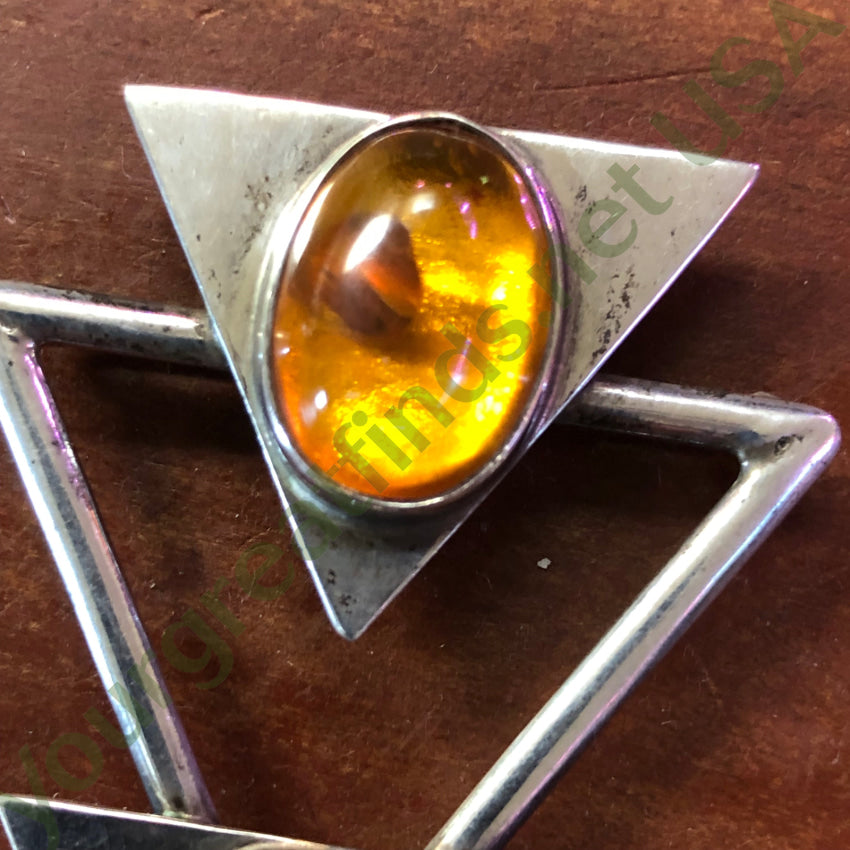 Sterling Silver Triangle Pendant Necklace with Genuine Golden Amber - Elegant Bohemian Jewelry for Women, Perfect for Everyday Wear, Parties & Gifts