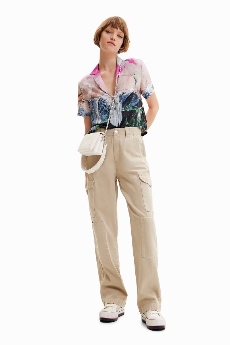 Desigual Women's Regular Fit Long Trousers - Comfortable Stretch Pants for Work, Travel & Casual Wear | Non-Denim Women's Dress Pants