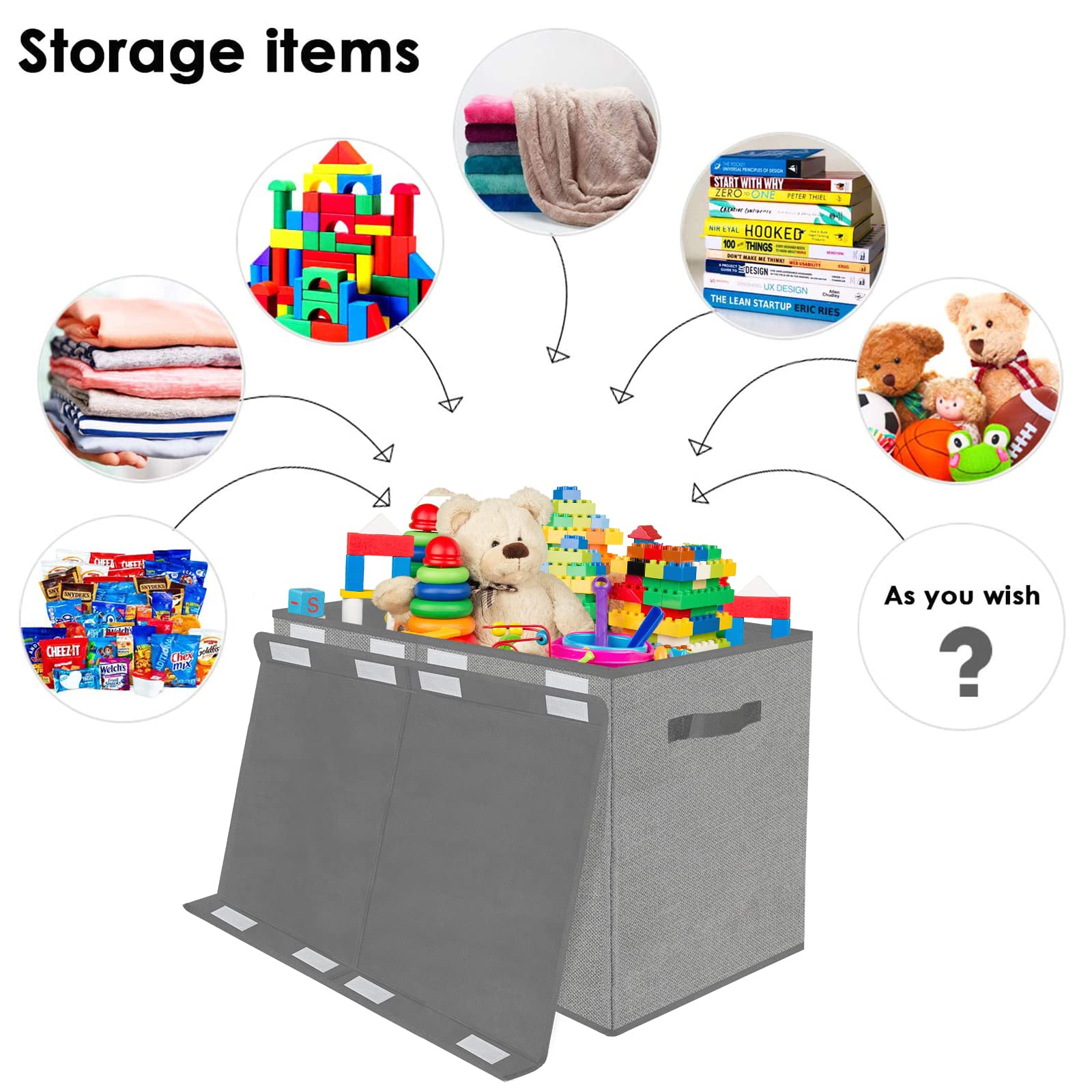 Large Collapsible Toy Storage Box with Lid for Kids - Organizer Bin for Blankets, Toys, Nursery & Playroom - Space-Saving Grey Toy Chest for Toddlers & Boys (Perfect for Bedroom, Daycare or Play Area Organization)