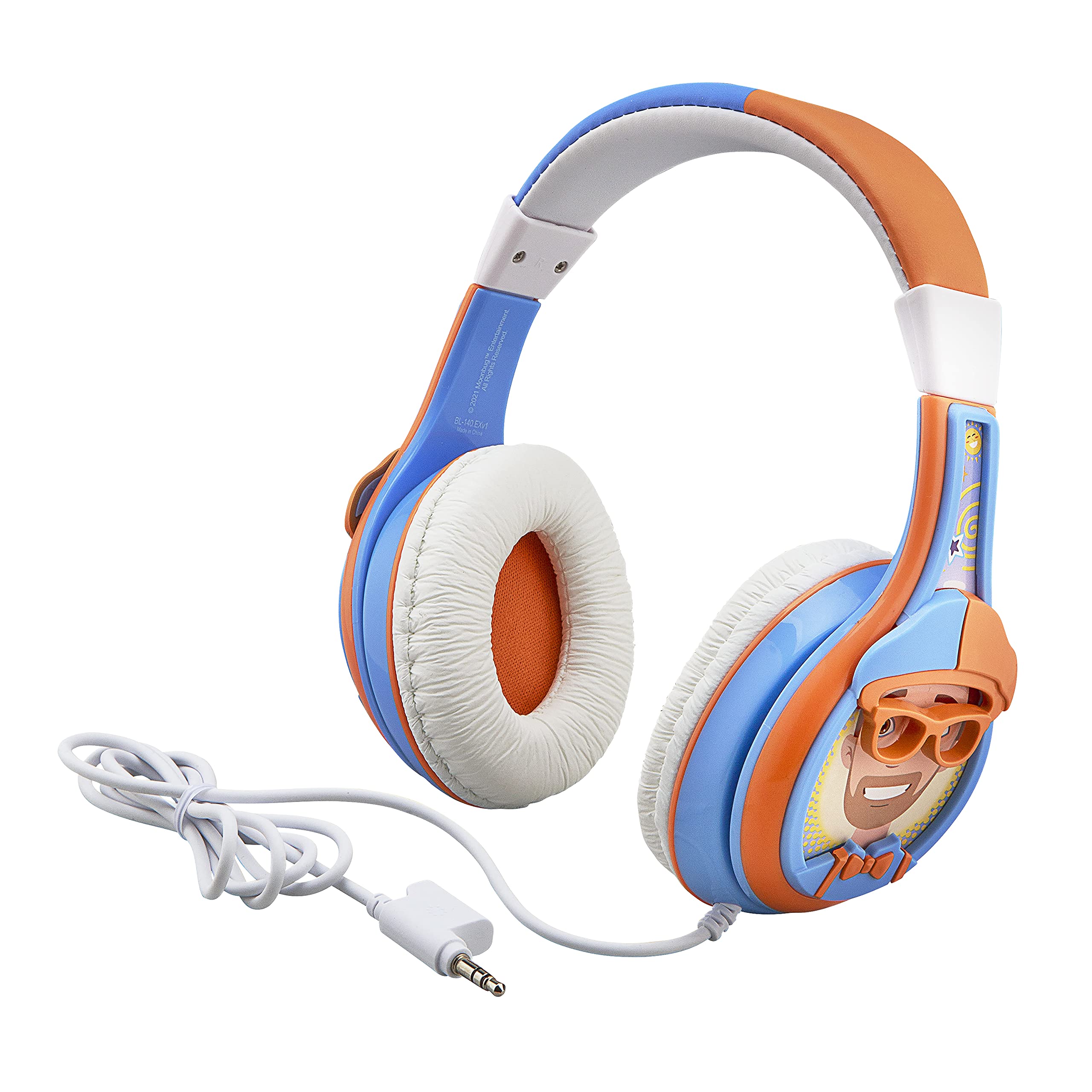 Blippi Kids Headphones with Volume Control - Wired Stereo Earphones for School, Home & Travel - Tangle-Free Design & 3.5mm Jack - Perfect for Online Learning, Airplane Rides & Quiet Playtime