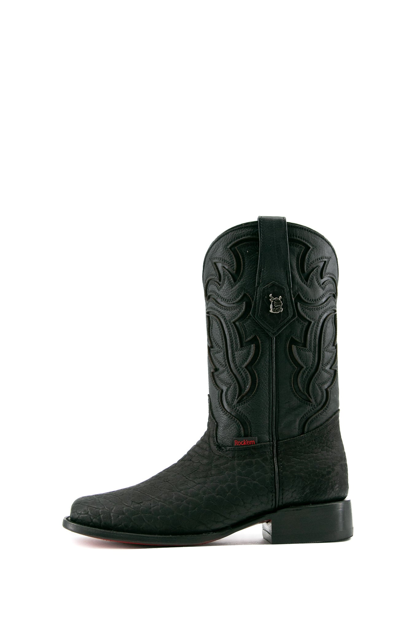 Rock'em Bullneck Red Bottom Rodeo Cowboy Boots for Men - Western Style Leather Riding Boots with Square Toe - Perfect for Country Dancing, Horseback Riding & Outdoor Events