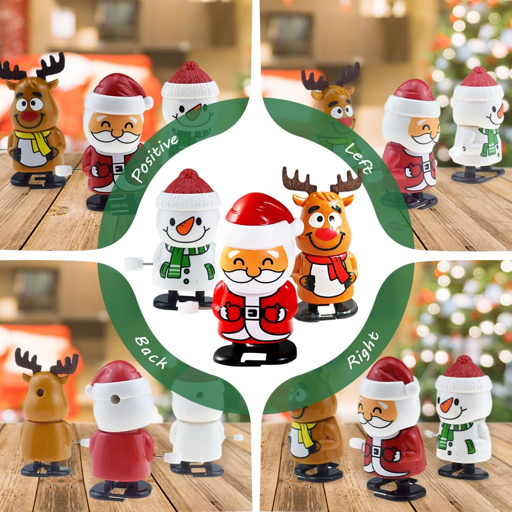 Christmas Wind Up Toys - 4 PCS Clockwork Toy Set for Stocking Stuffers, Party Favors & Goody Bags | Funny Holiday Gifts for Kids, Office Parties & Family Gatherings | Festive Winter Decorations & Playtime Fun
