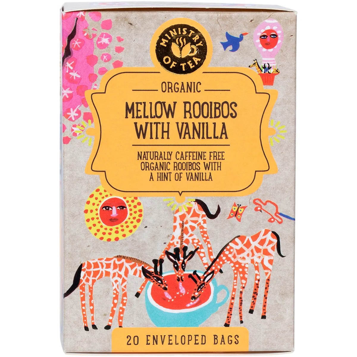 Organic Mellow Rooibos Vanilla Tea Bags - 20 Count | Caffeine-Free Herbal Tea for Relaxation & Sleep | Perfect for Evening, Stress Relief & Wellness Rituals