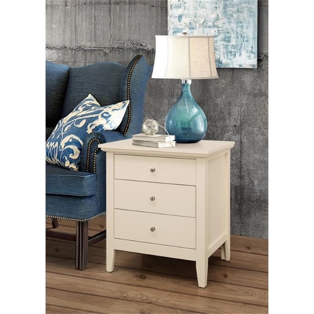 Glory Furniture Hammond 3-Drawer Nightstand in Beige - Modern Bedside Table with Storage for Bedroom, Guest Room & Dorm