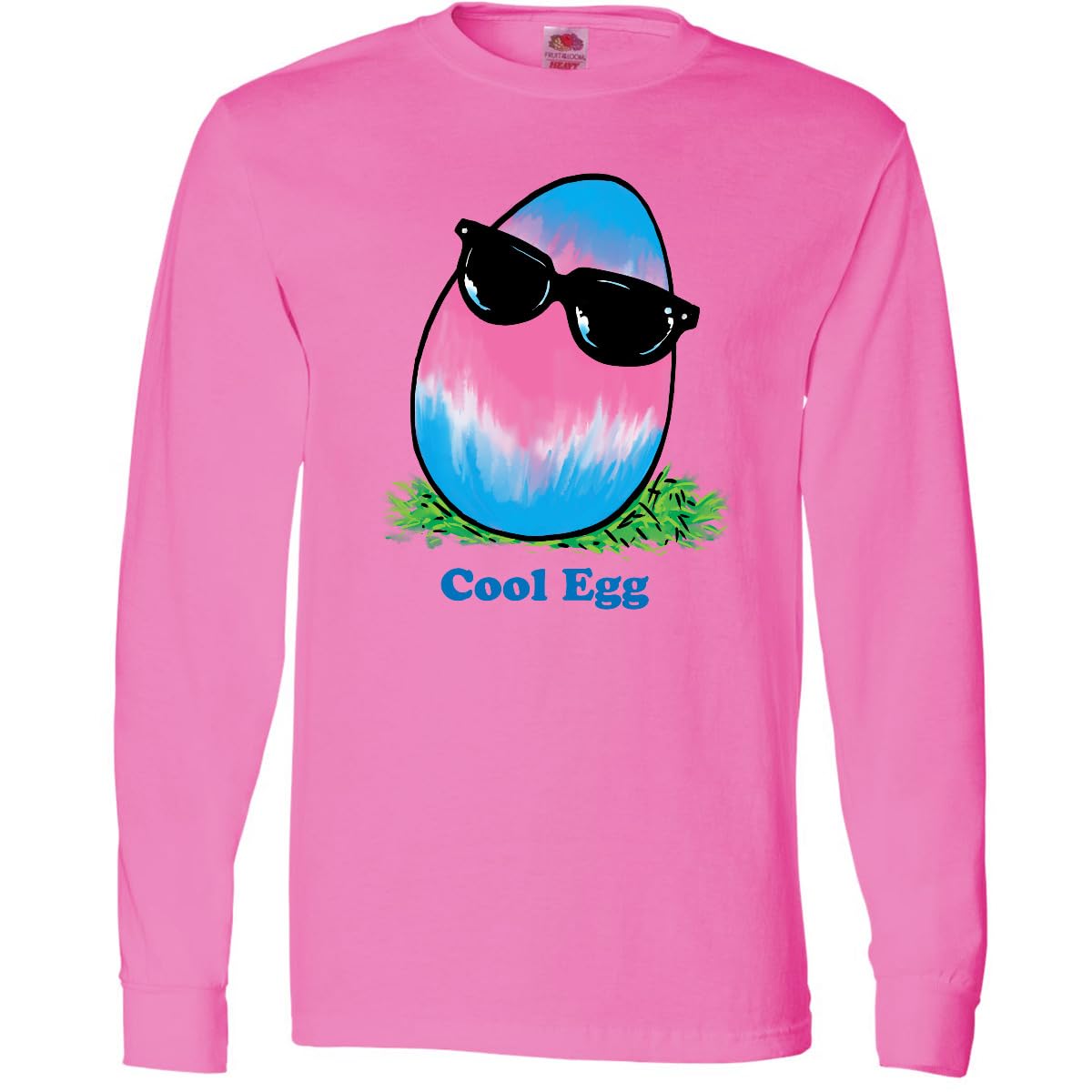 Easter Pink and Blue Cool Egg Design Long Sleeve T-Shirt for Adults | Fun Holiday Graphic Tee for Easter Celebrations, Spring Parties & Casual Wear