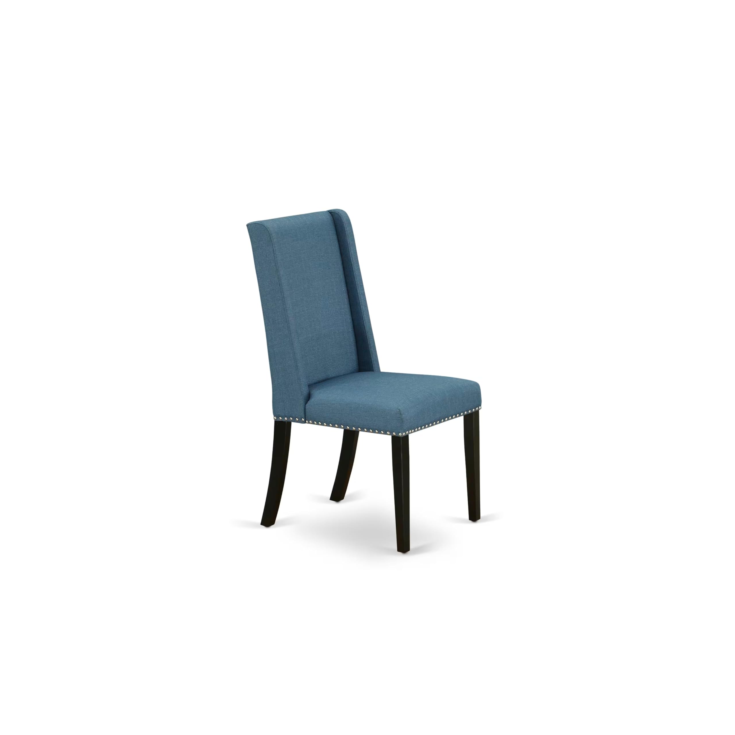 East West Furniture 5-Piece Dining Table Set for 4 - 40x72 Inch Rectangle Kitchen Table with V-Legs & 4 Blue Linen Fabric Chairs, Multi-Color | Perfect for Small Spaces, Breakfast Nooks & Cozy Family Meals
